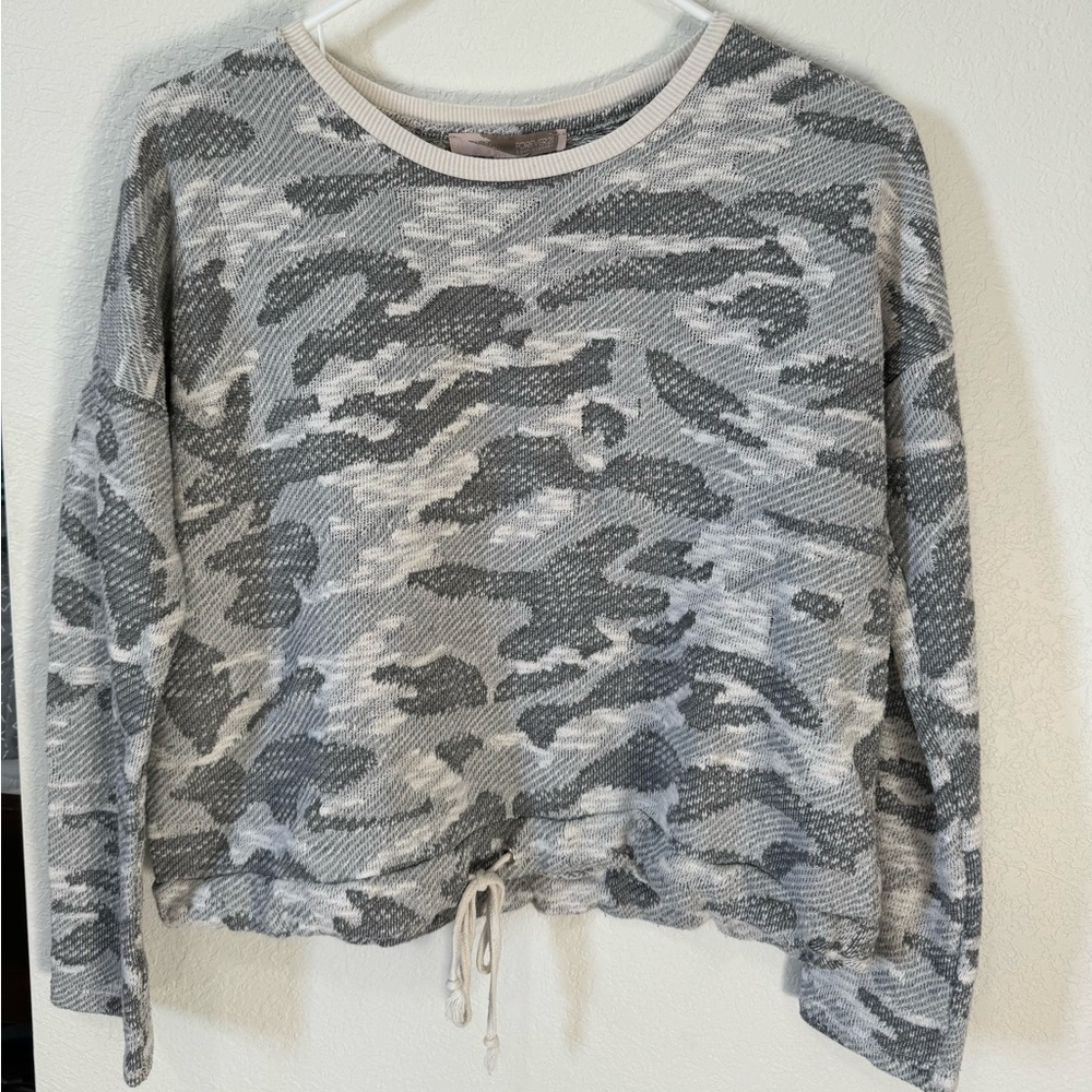 Off white & Grey Camouflage Oversized Sweater with Synch String Bottom